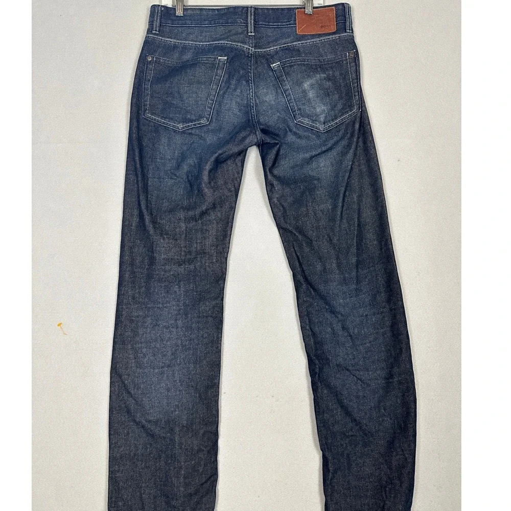 Hugo Boss Kansas Jeans Mens 33X32 Blue Regular Fit Straight Leg Dark Wash Denim